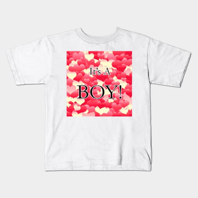 It's A Boy! Red Hearts Kids T-Shirt by BlakCircleGirl